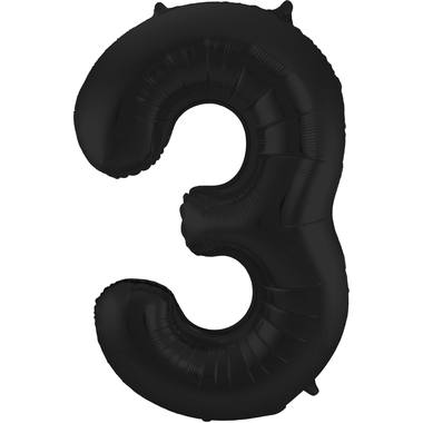 Cijfer ballon mat zwart 86cm