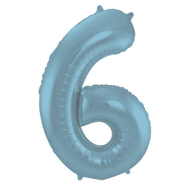 Cijfer ballon metallic pastel blauw 86cm