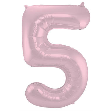 Cijfer ballon metallic pastel roze 86cm
