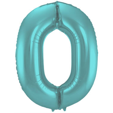 Cijfer ballon mat pastel aqua 86cm
