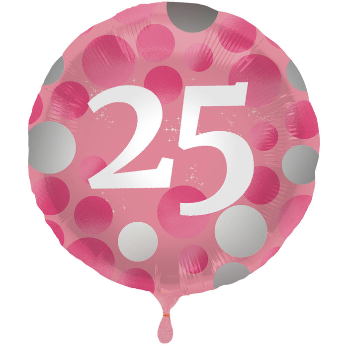 Folieballon Glossy Pink 25 Jaar 45cm S40