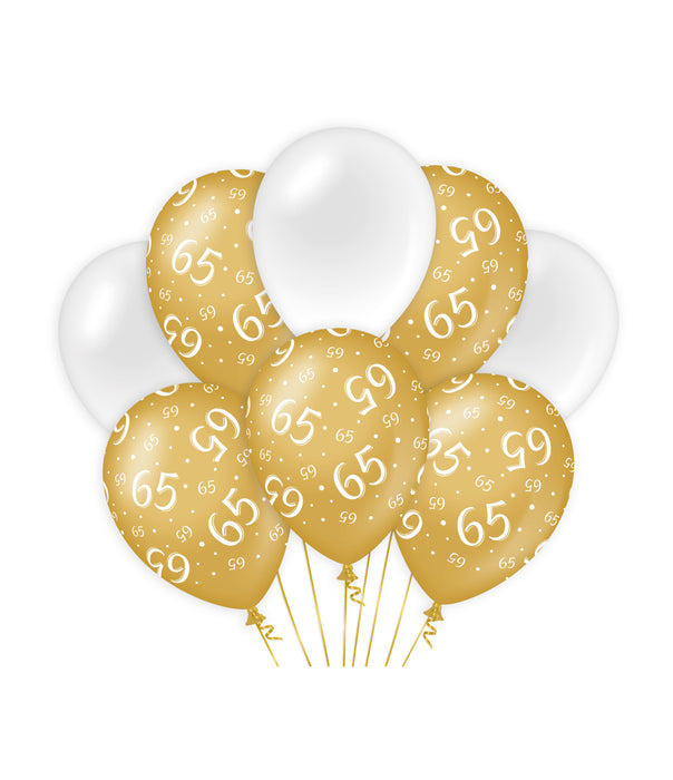 Ballonnen Cheers to 65 years goud/wit