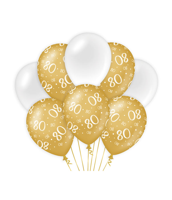 Ballonnen Cheers to 80 years goud/wit