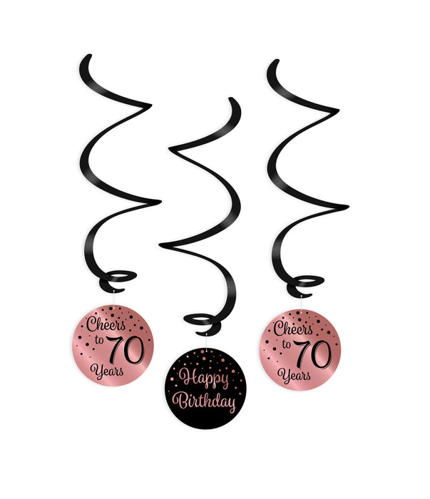 Swirl Decoratie Cheers to 70 years rosé/zwart
