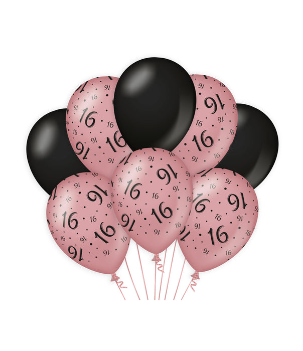 Ballonnen Cheers to 16 years rosé/zwart