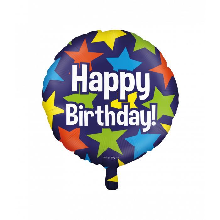 Folieballon Happy Birthday Stars