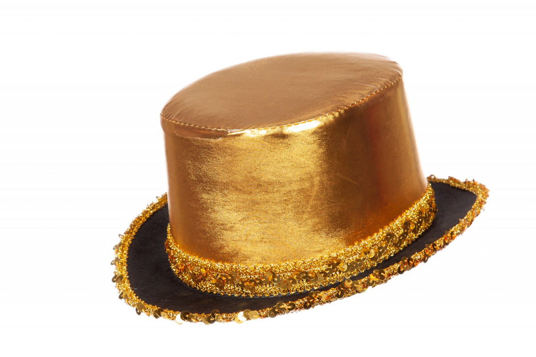 Gouden hoed met paillettenband