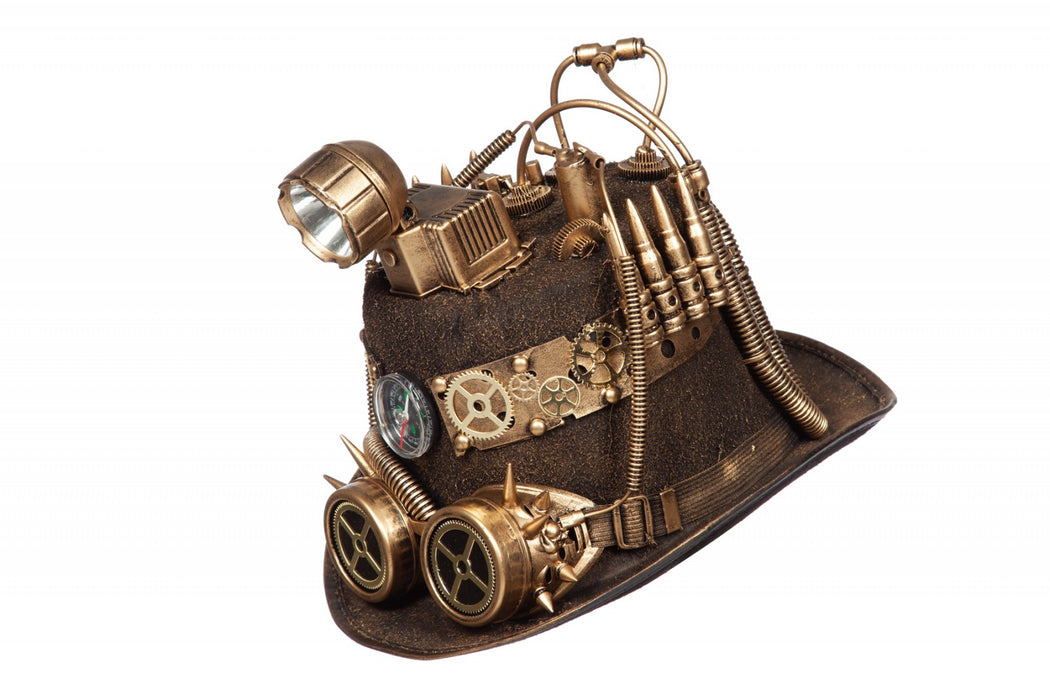 Steampunk hoed luxe met mijnlamp