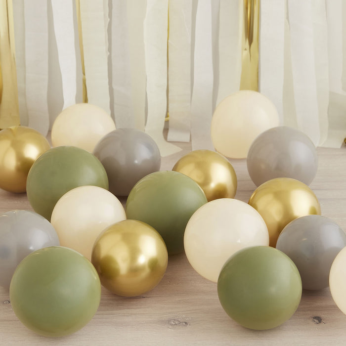 Ballonnen kleurenset Green/Gold/Grey/Sand 5inch