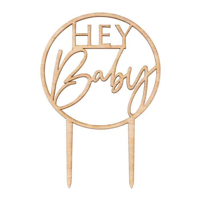 Taartdecoratie Hey baby hout