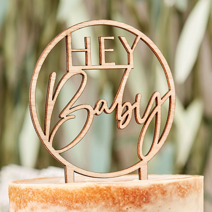 Taartdecoratie Hey baby hout