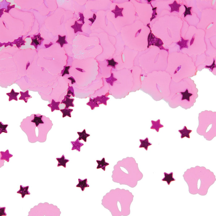 Tafel confetti voetjes blauw - roze