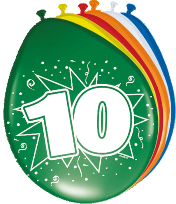 Ballonnen 10 jaar - 8 stuks