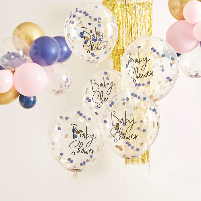 Confetti ballonnen Navy & Pink 5st