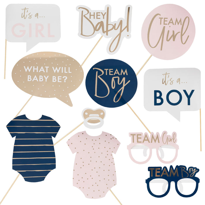 Photo props met stickers Navy & Pink 10st