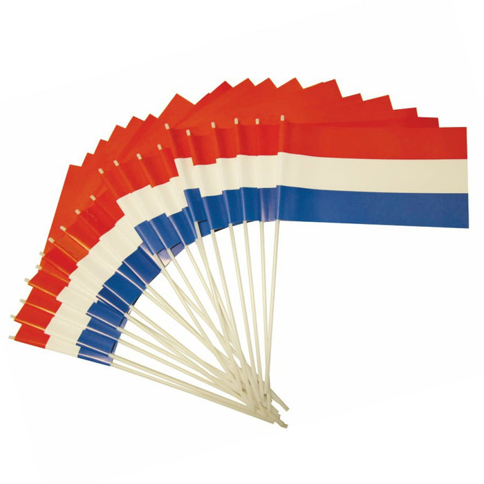 Zwaaivlag 20x30cm plastic rood, wit, blauw