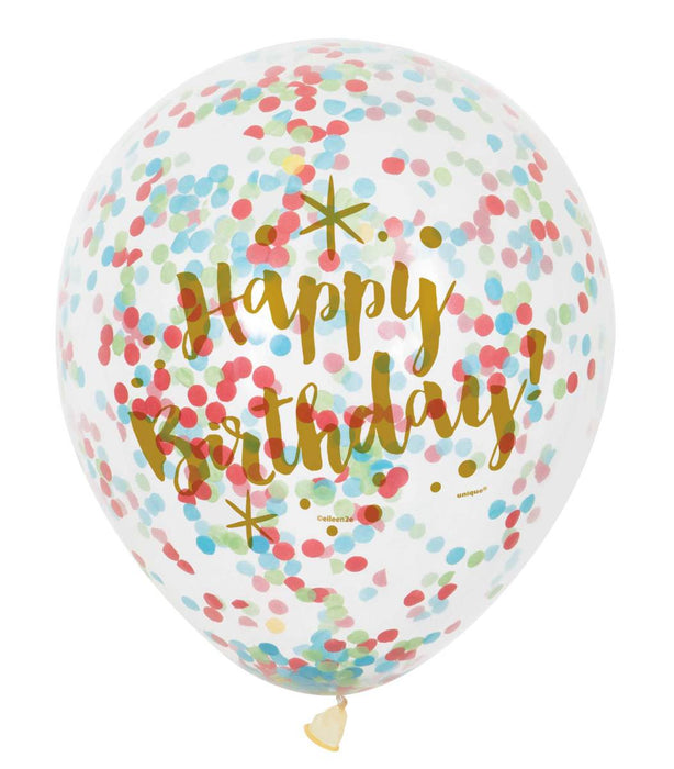 plank Scully Controversieel Ballonnen ''Happy Birthday'' met gekleurde confetti - 6 stuks — Festival  Feestartikelen