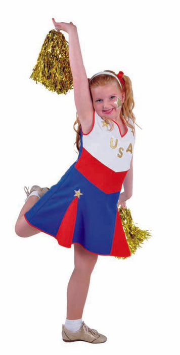 Cheerleader Kostuum voor Kinderen - blauw/rood/wit