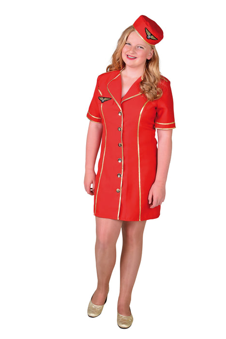 Stewardess Bel Air Kostuum voor Kinderen - rood
