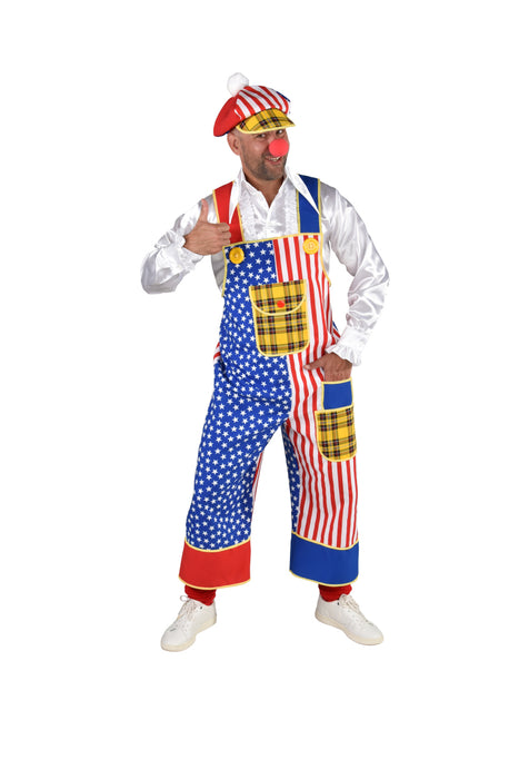 Tuinbroek Clown USA voor Heren - incl. Pet