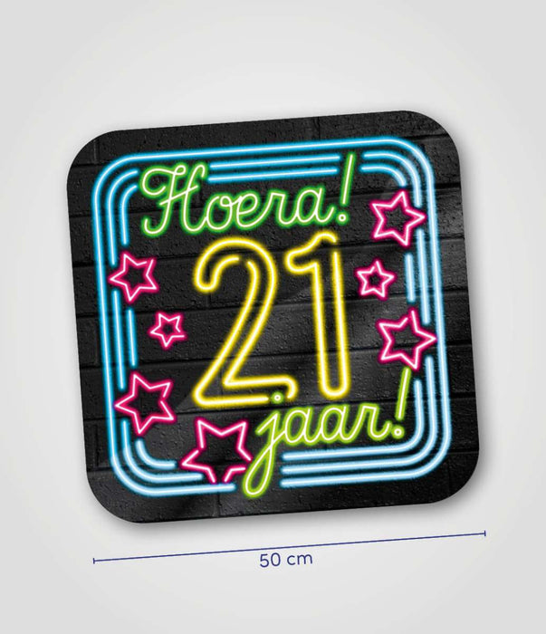 Huldeschild Neon - 21 jaar