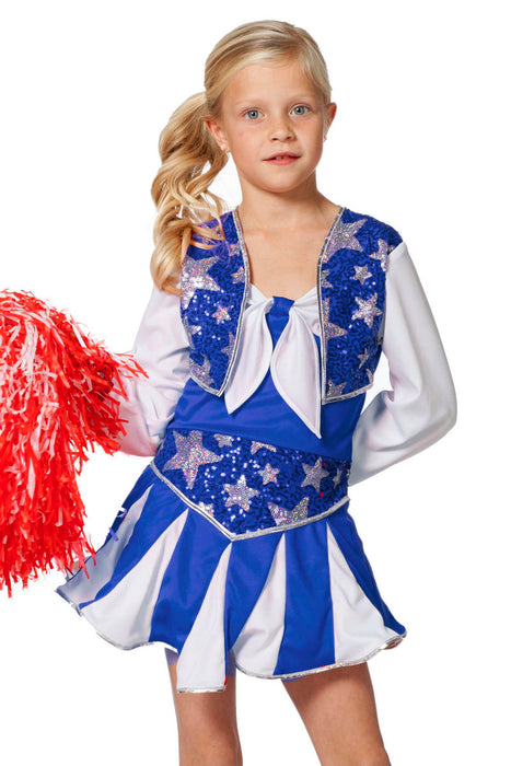 Kinderkostuum Cheerleader Luxe - blauw/wit