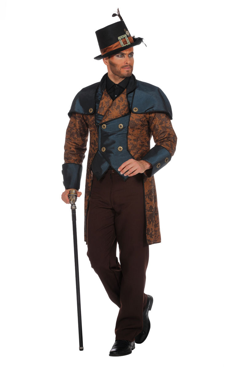 Luxe Steampunk Kostuum voor Heren - blauw/koper