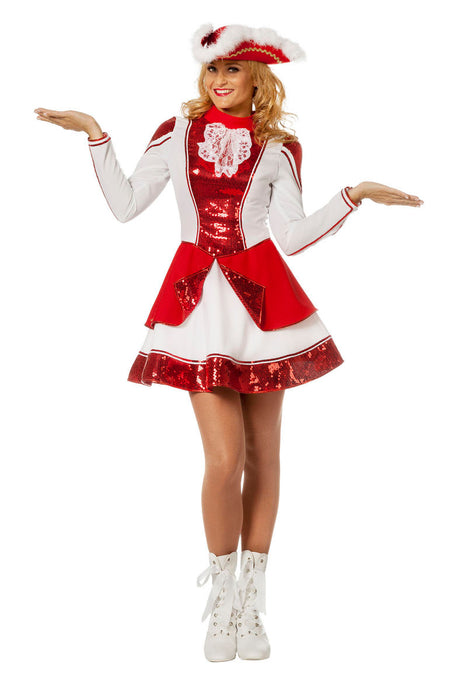 Carnavalskostuum Dansmarieke - rood/wit