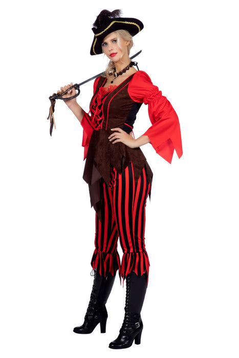 Piratenkostuum red stripes dames