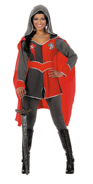 Dameskostuum Ridder Gwen - grijs/rood