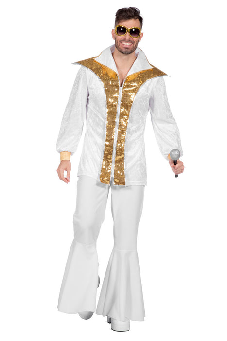 Disco Elvis Kostuum voor Heren - wit/goud