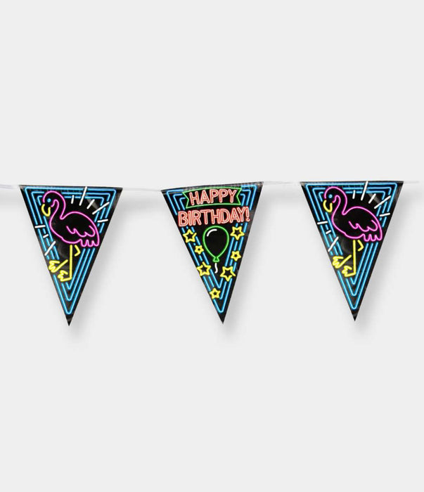 Neon vlaggenlijn - Happy birthday