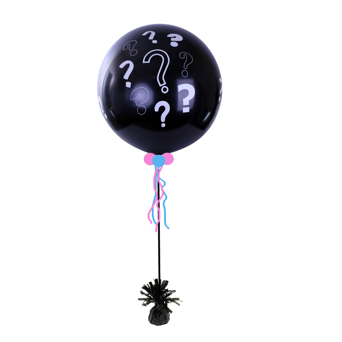 Helium ballon gender reveal - vraagtekens (compleet)